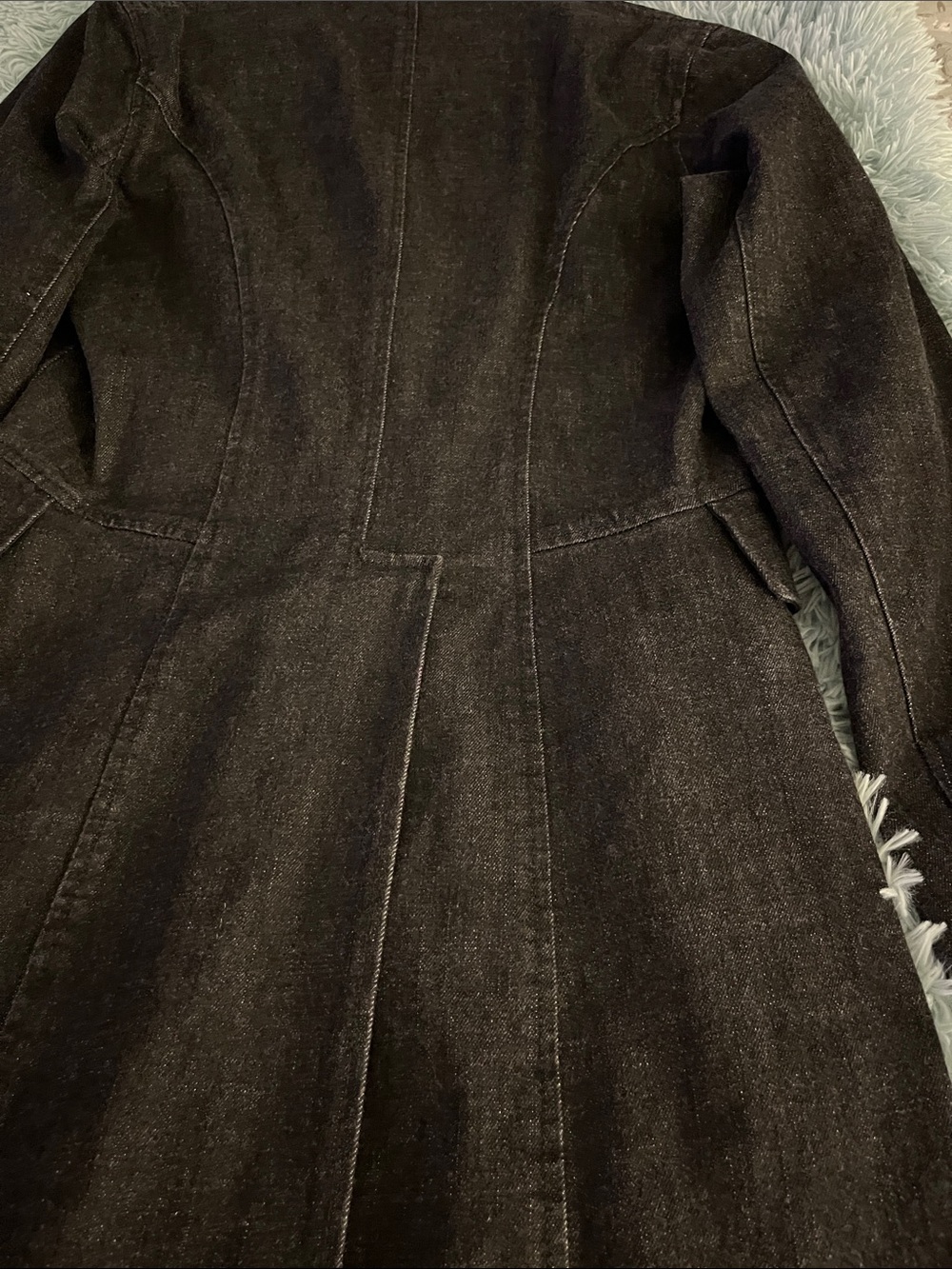 LAUREN by RALPH LAUREN BLACK DENIM W VELVET COLAR STUNNING TAILORED COAT NEW M - Picture 12 of 16